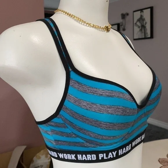Body Form 34C Work Hard Play
Hard Activewear Sports striped race back Bra - Picture 4 of 9